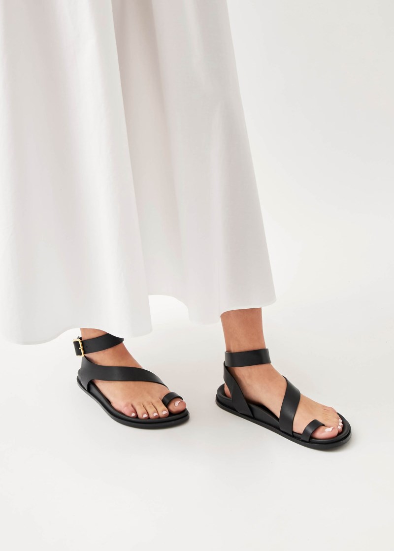 Women's Myles Black Leather Sandals