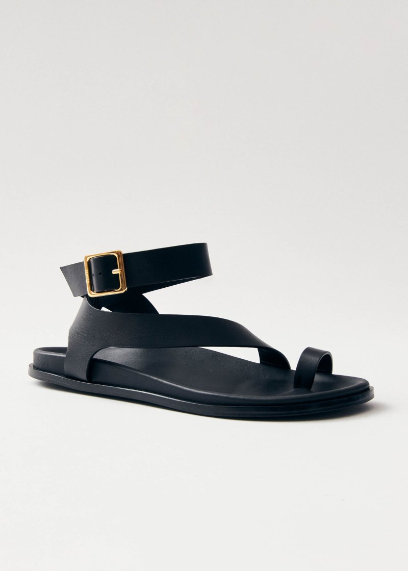 Women's Myles Black Leather Sandals
