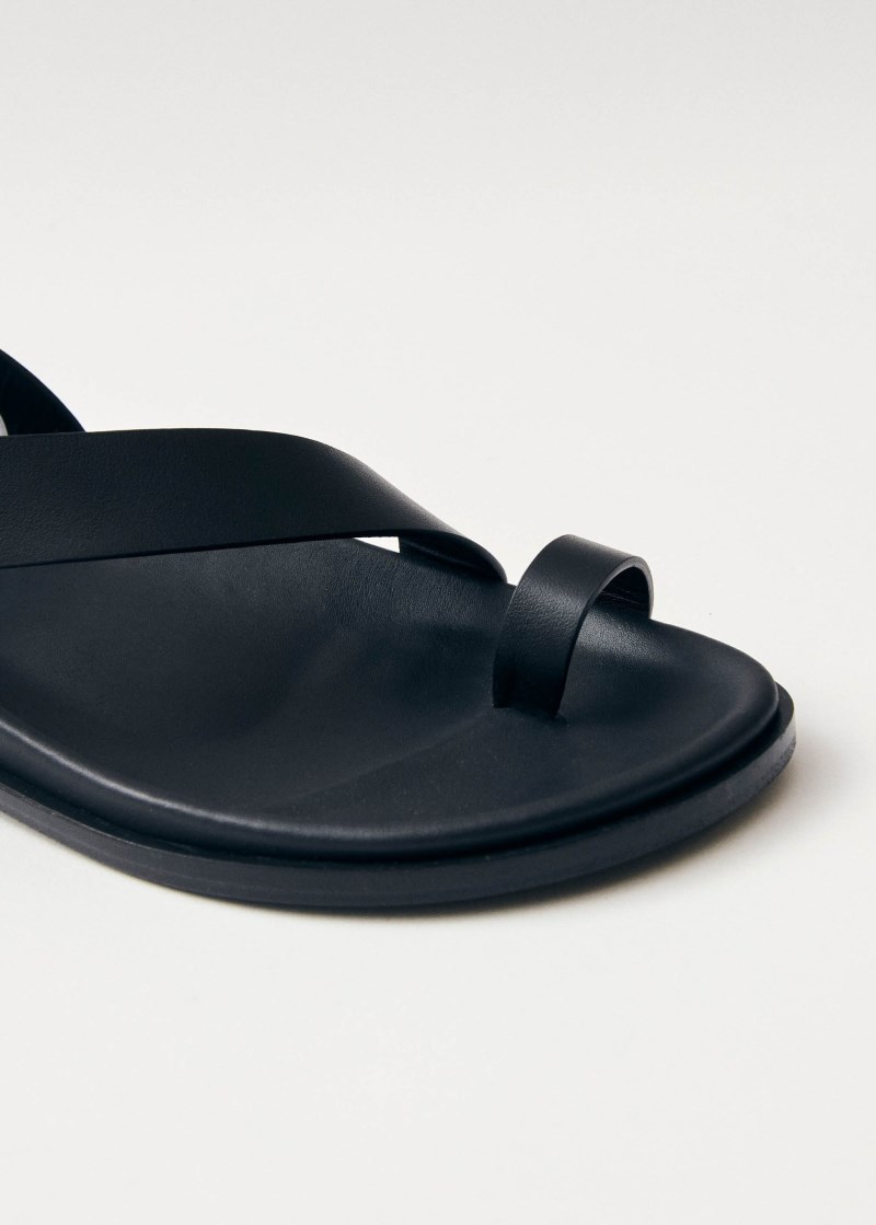 Women's Myles Black Leather Sandals