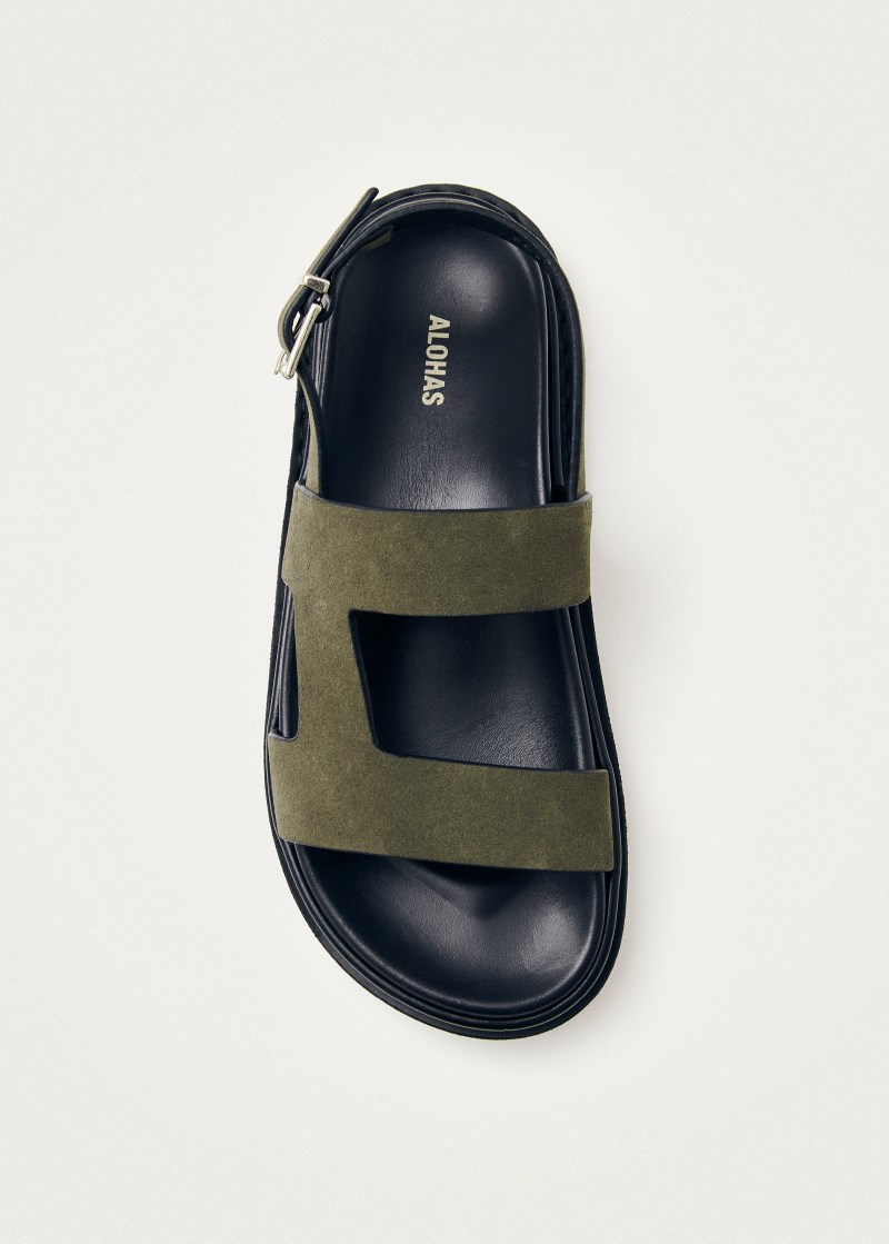 Women's Lorelei Suede Khaki Leather Sandals