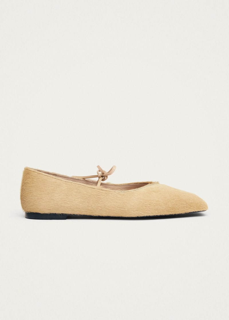 Women's Sway Soft Beige Leather Ballet Flats
