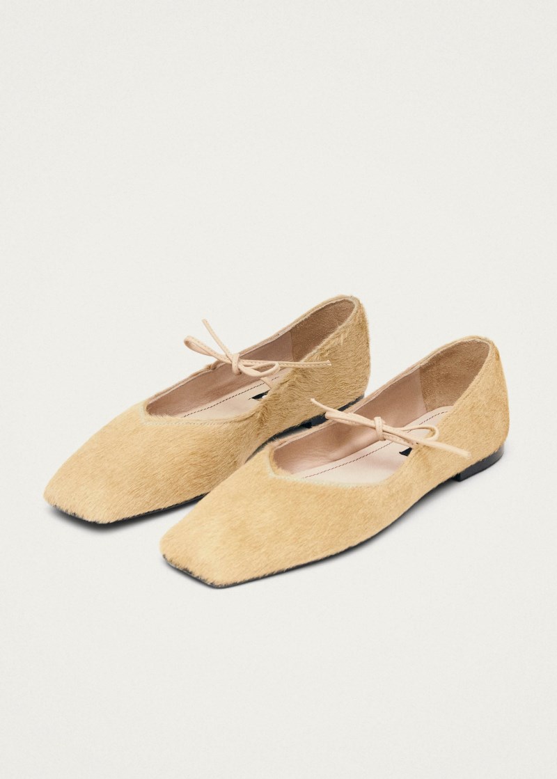 Women's Sway Soft Beige Leather Ballet Flats