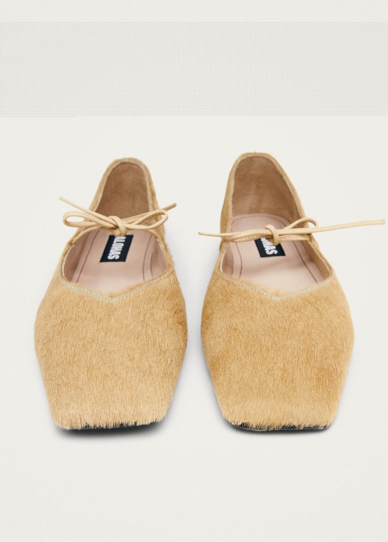Women's Sway Soft Beige Leather Ballet Flats