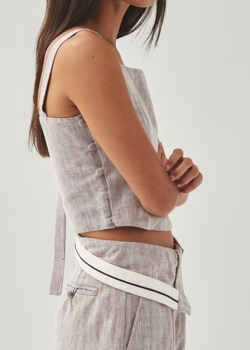 Women's Moca Linen Brown Trousers