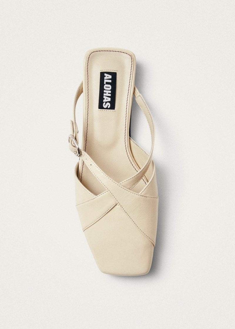Women's Adria Onix Cream Leather Mules