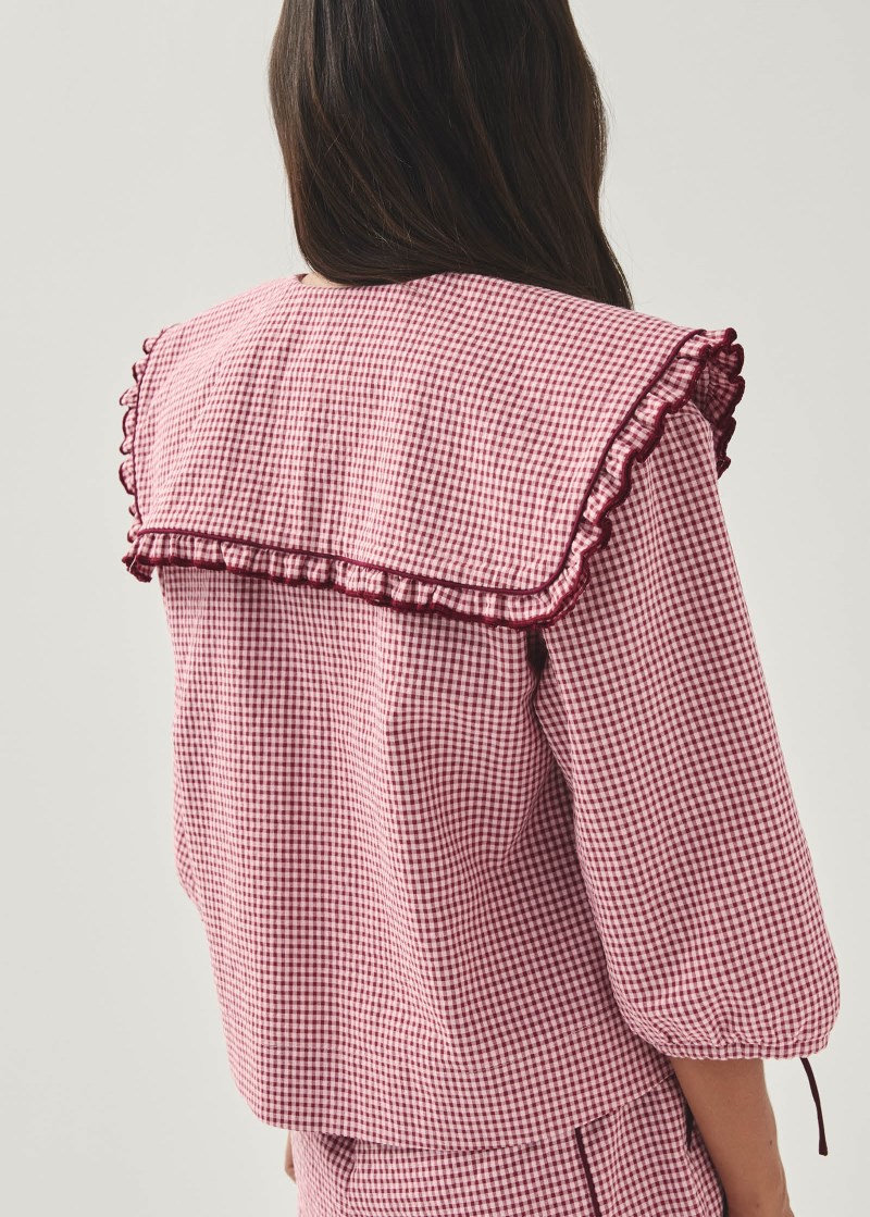 Women's Airi Checks Burgundy Blouse