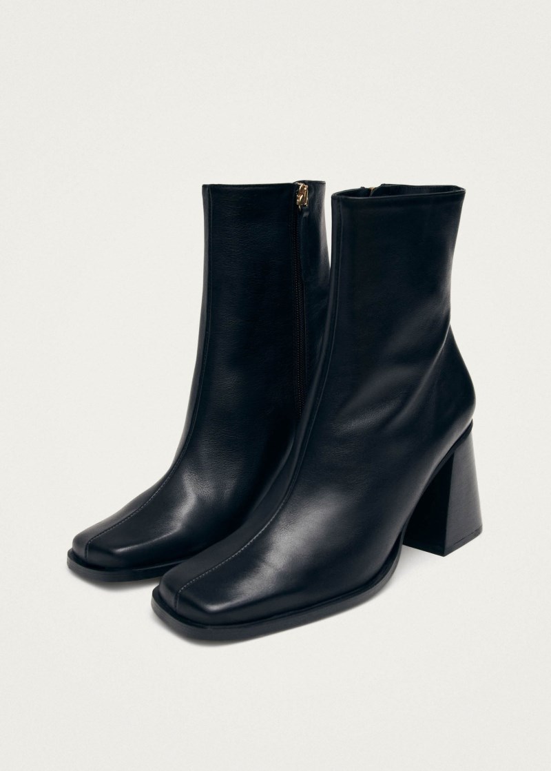 Women's South Black Leather Ankle Boots