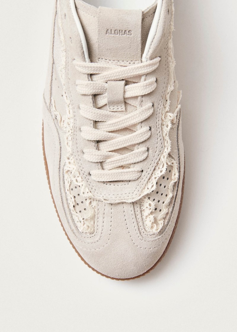 Women's Tb.490 Crochet Cream Leather Sneakers