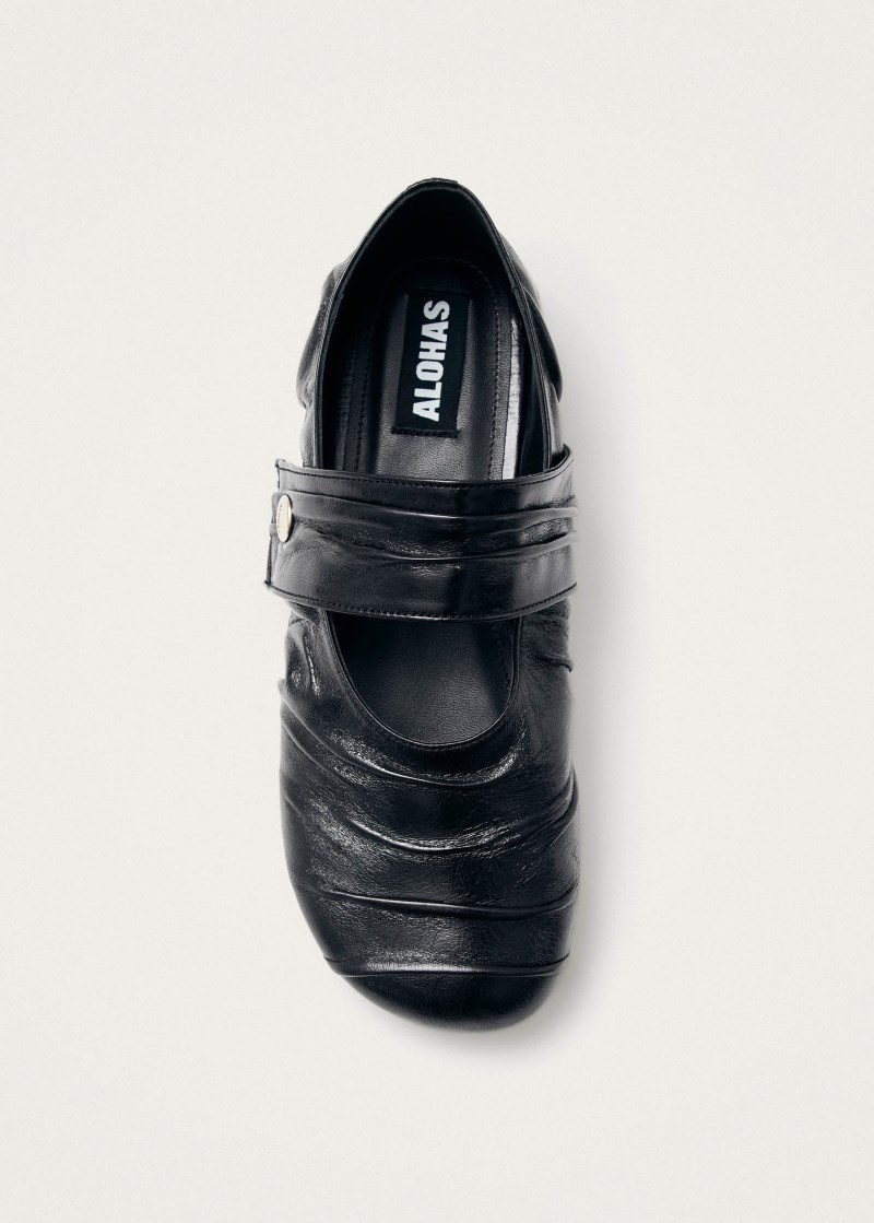 Women's Shay Black Leather Ballet Flats