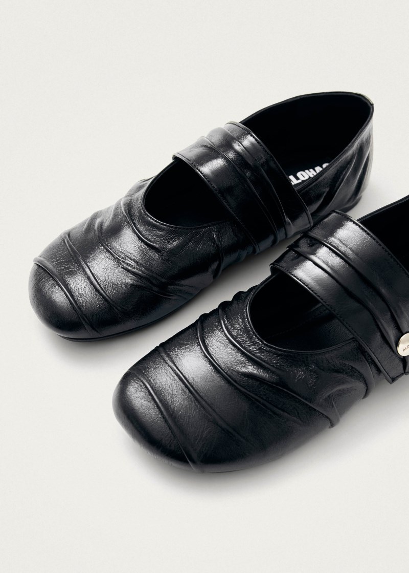 Women's Shay Black Leather Ballet Flats