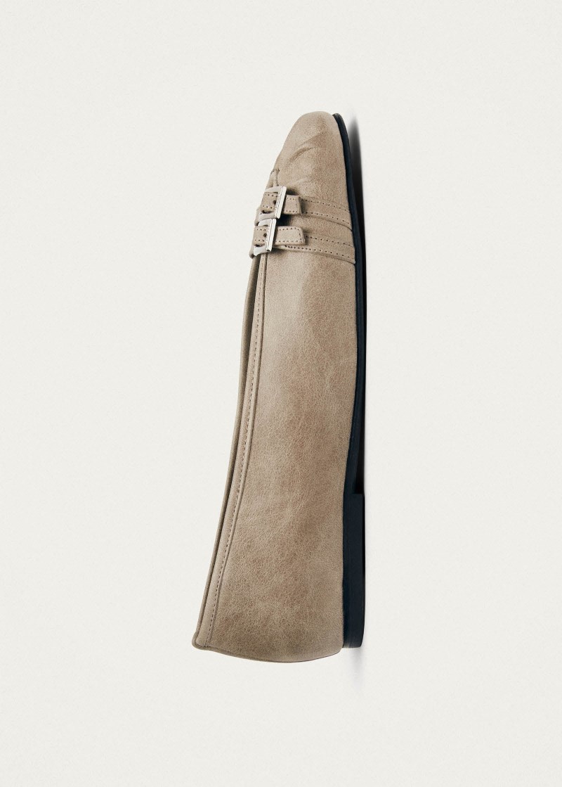 Women's Cendana Vintage Grey Leather Ballet Flats