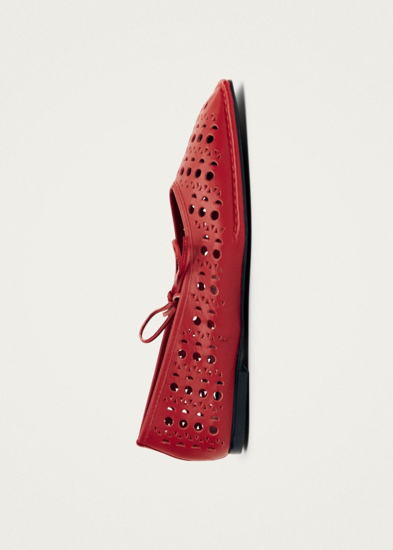 Women's Sway Slit Red Leather Ballet Flats