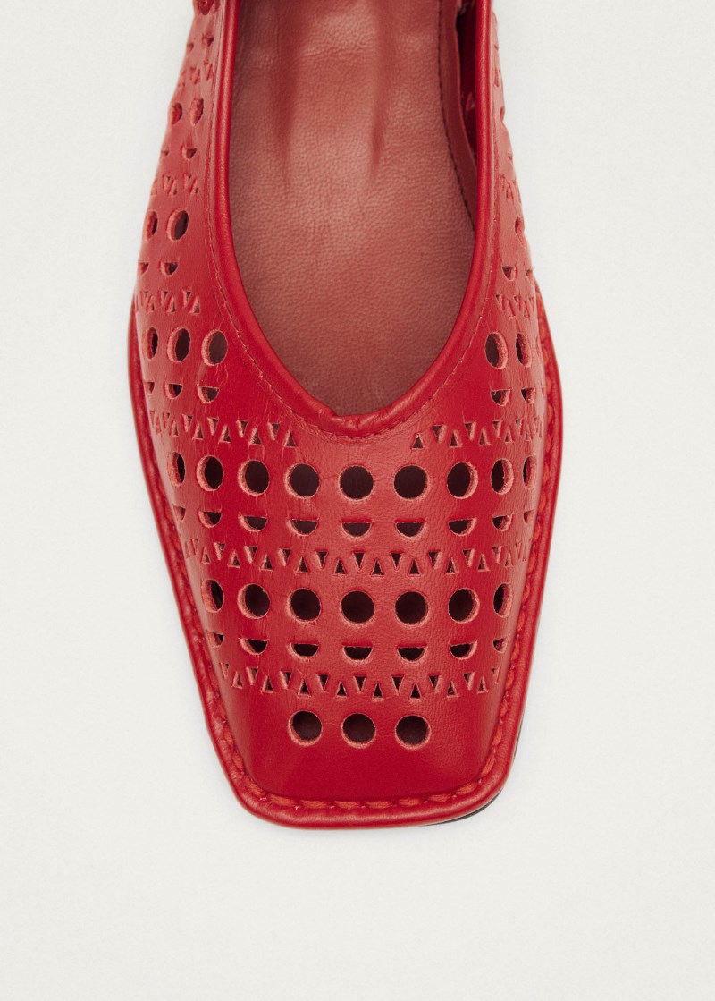 Women's Sway Slit Red Leather Ballet Flats