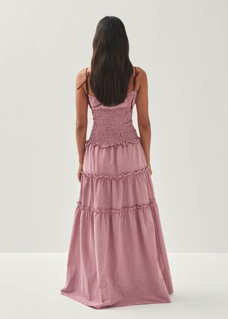 Women's Masami Checks Burgundy Dress