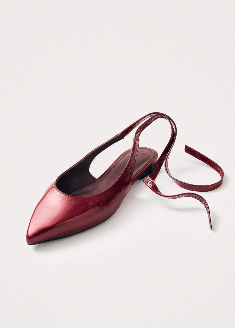 Women's Ribbon Onix Burgundy Leather Ballet Flats