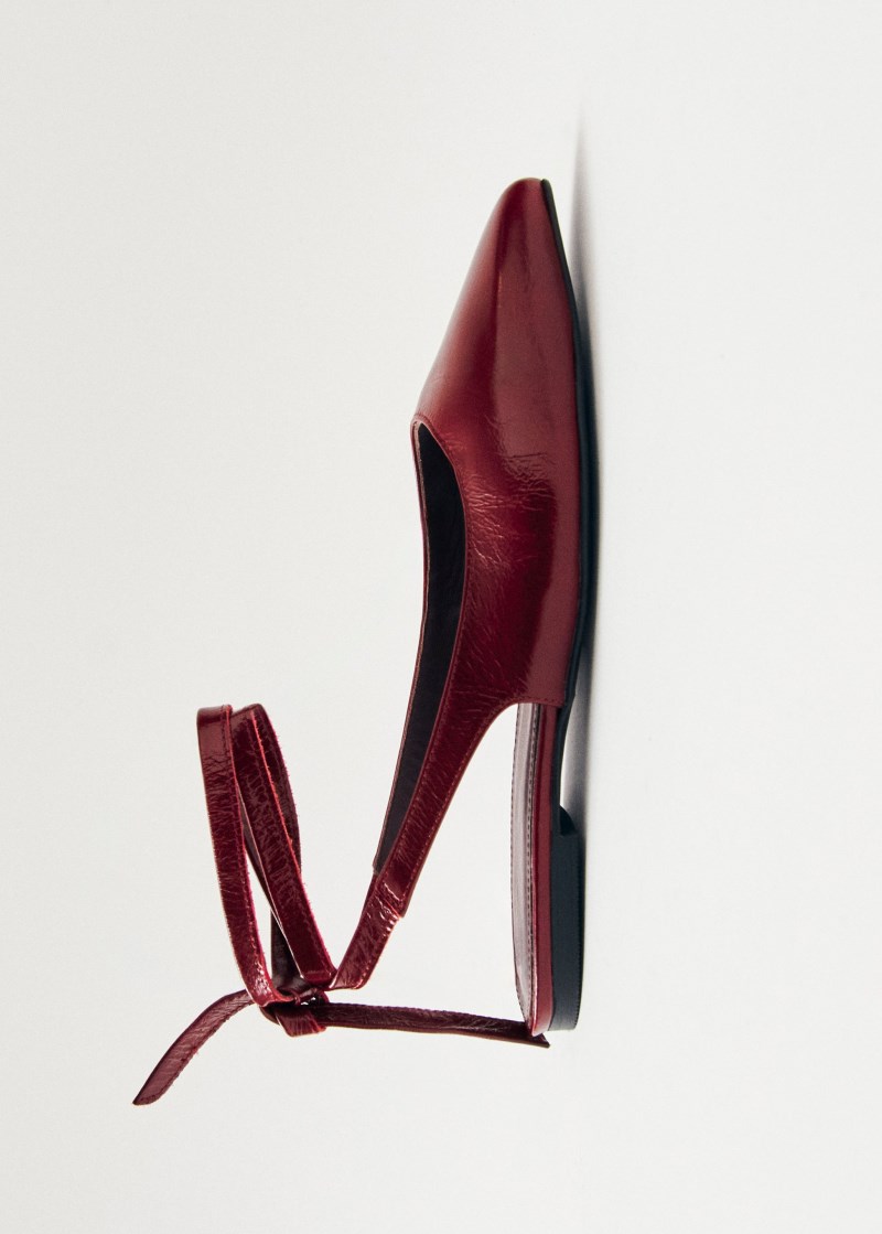 Women's Ribbon Onix Burgundy Leather Ballet Flats