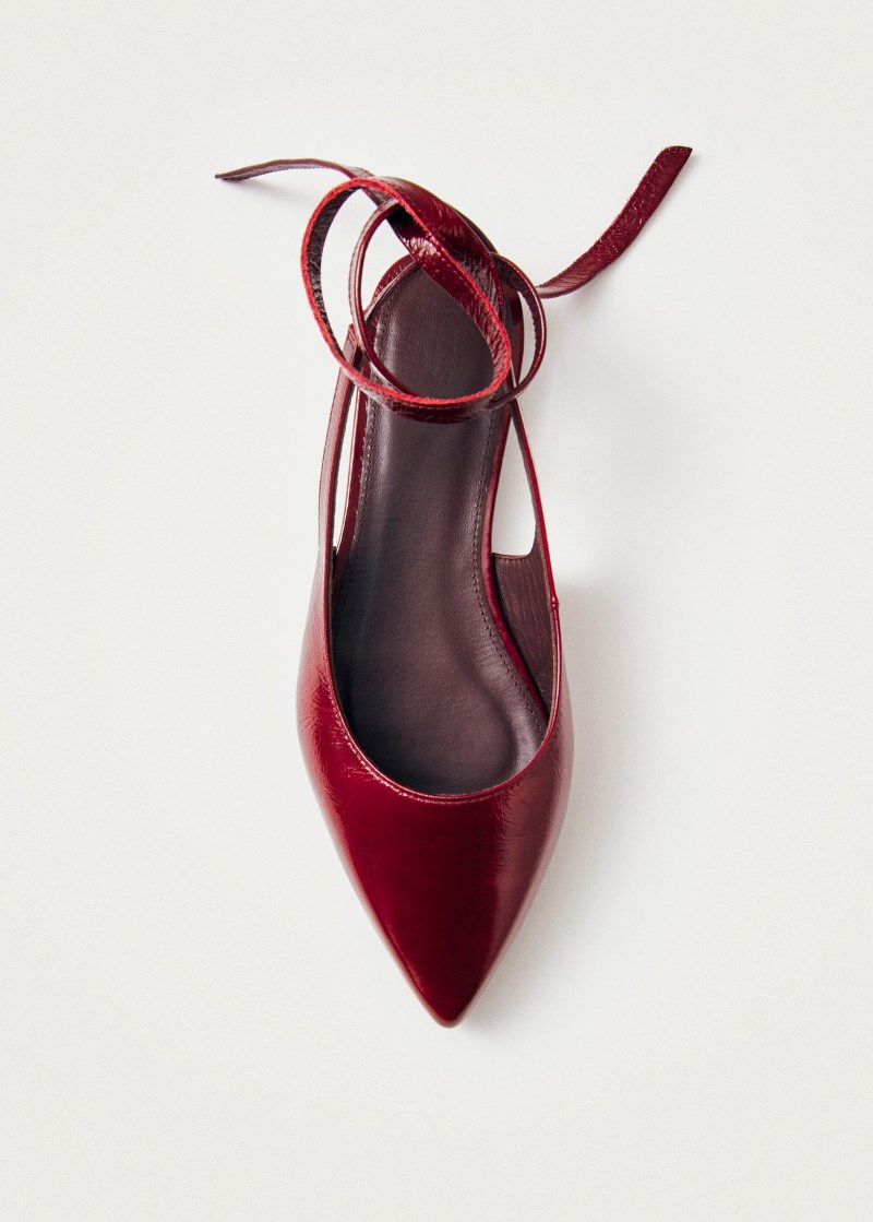 Women's Ribbon Onix Burgundy Leather Ballet Flats