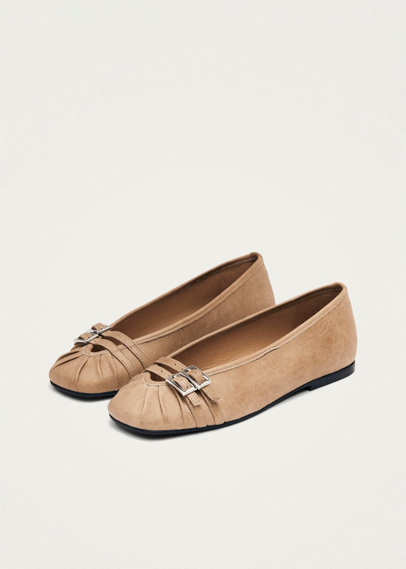 Women's Cendana Vintage Tan Leather Ballet Flats