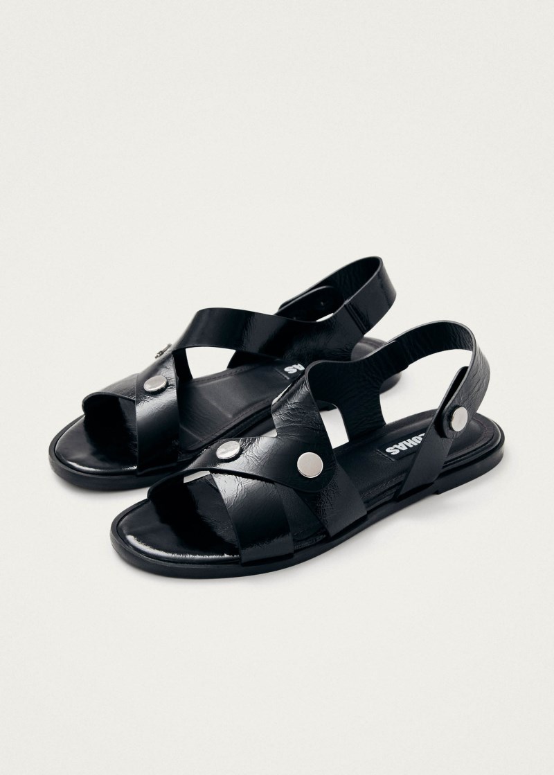 Women's Mindy Onix Black Leather Sandals