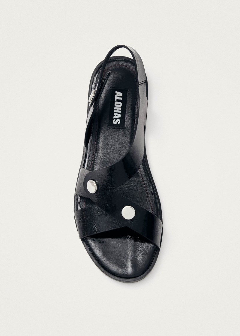 Women's Mindy Onix Black Leather Sandals