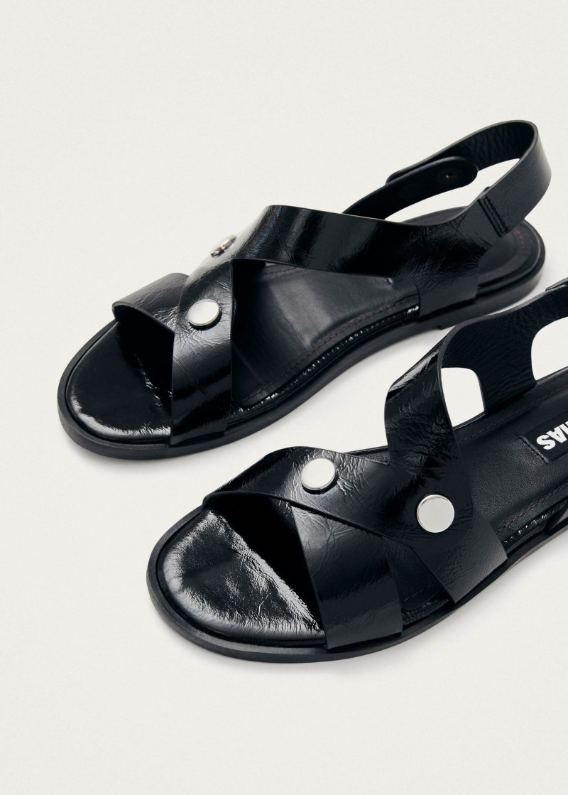 Women's Mindy Onix Black Leather Sandals