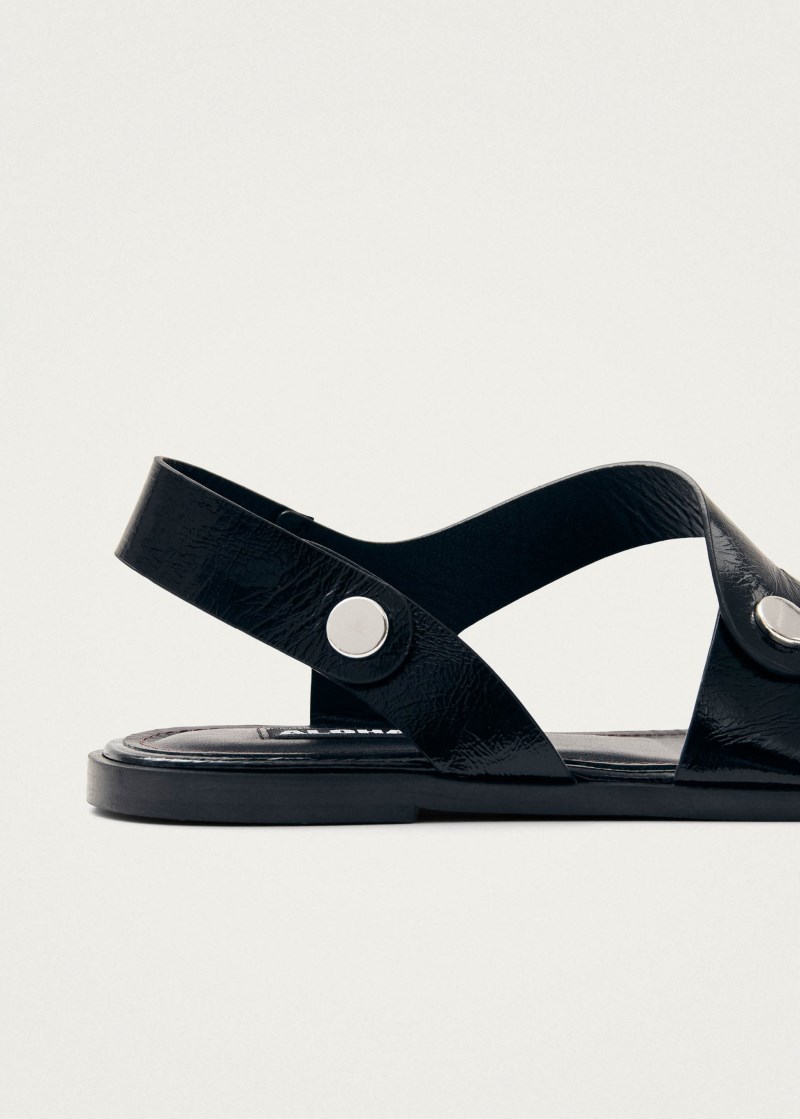 Women's Mindy Onix Black Leather Sandals