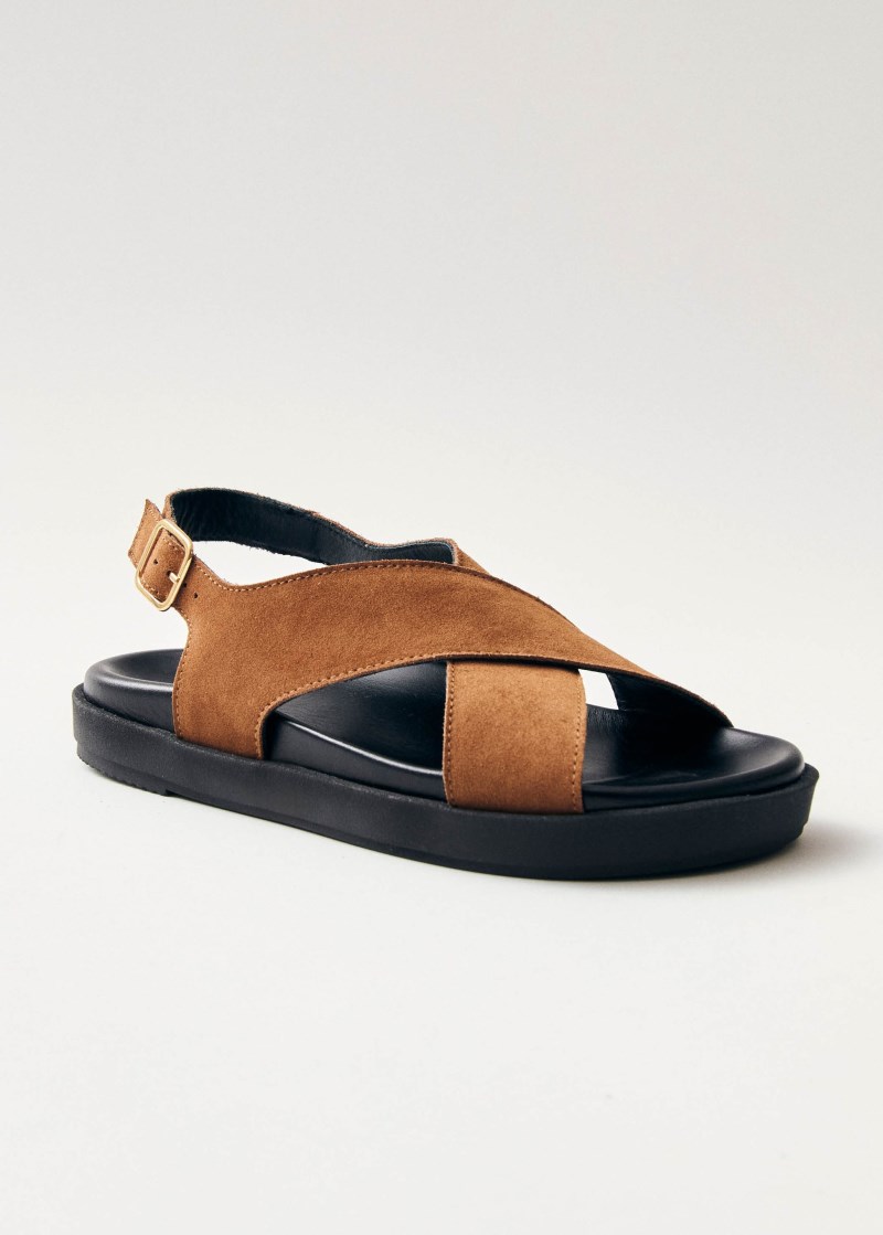 Women's Nico Suede Brown Leather Sandals