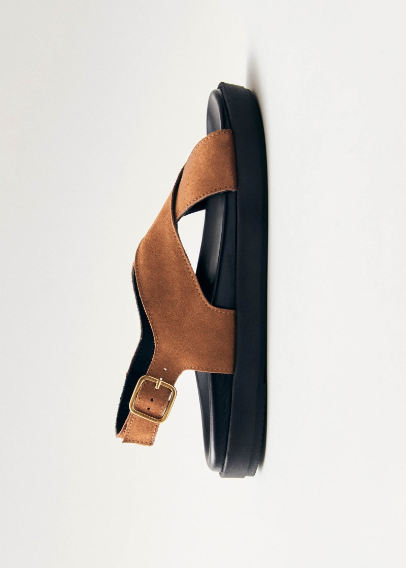 Women's Nico Suede Brown Leather Sandals