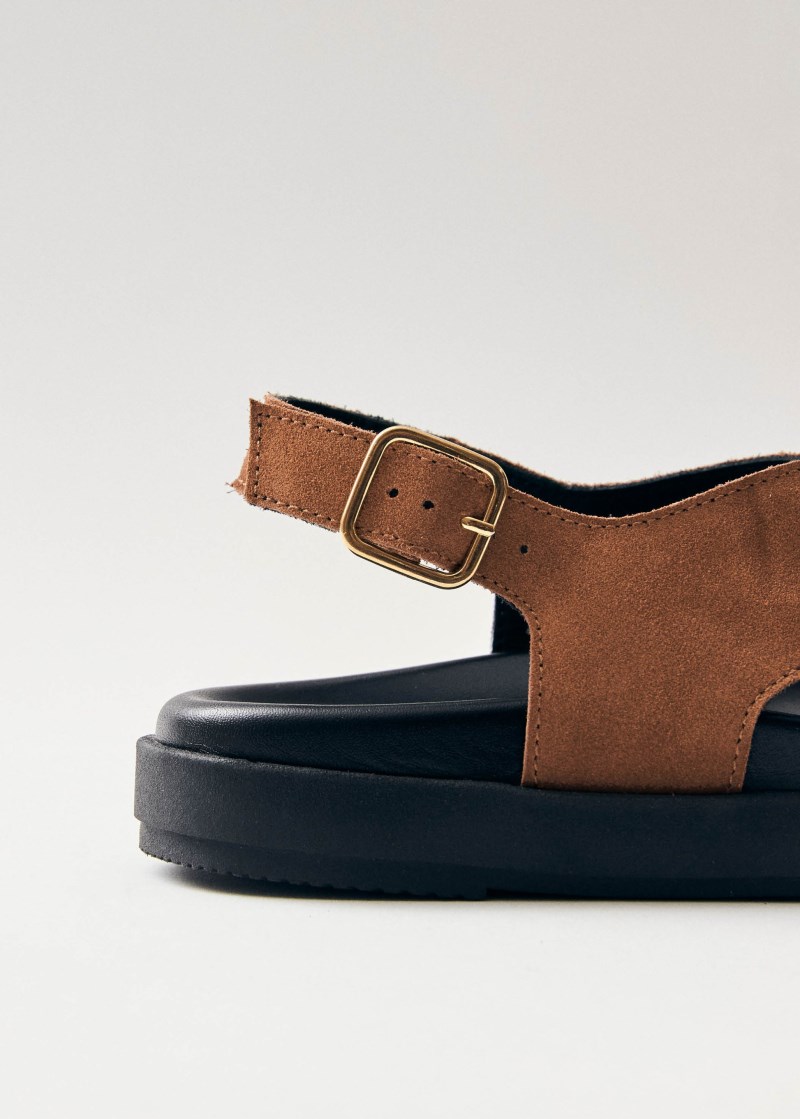 Women's Nico Suede Brown Leather Sandals