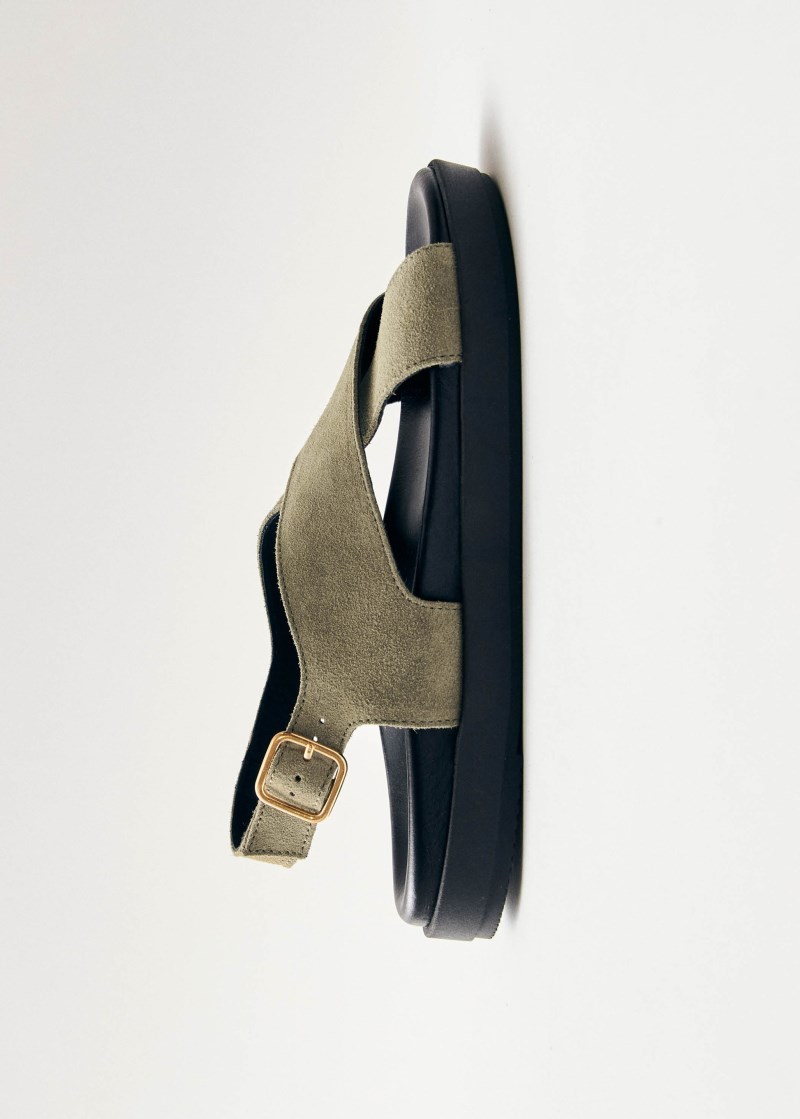 Women's Nico Suede Khaki Leather Sandals