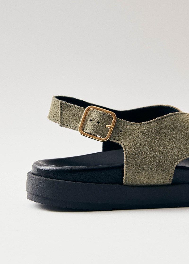 Women's Nico Suede Khaki Leather Sandals