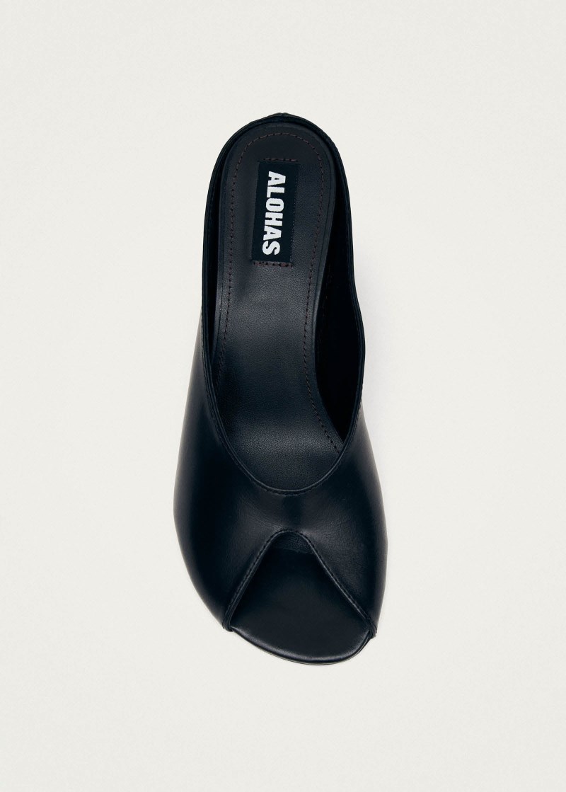 Women's Catherine Black Leather Mules