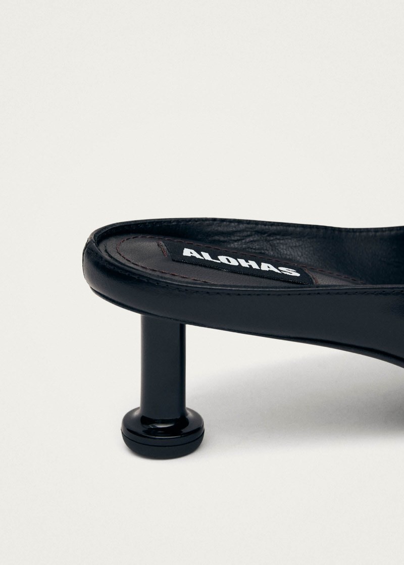 Women's Catherine Black Leather Mules