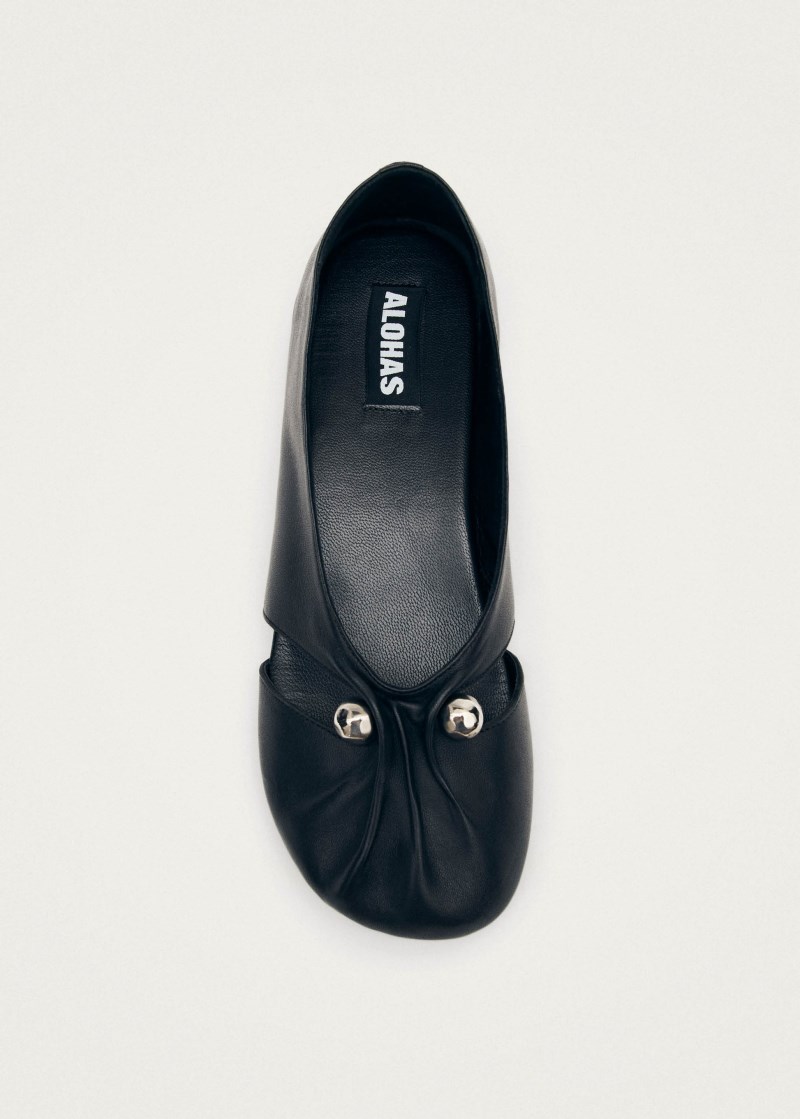 Women's Ravena Black Leather Ballet Flats