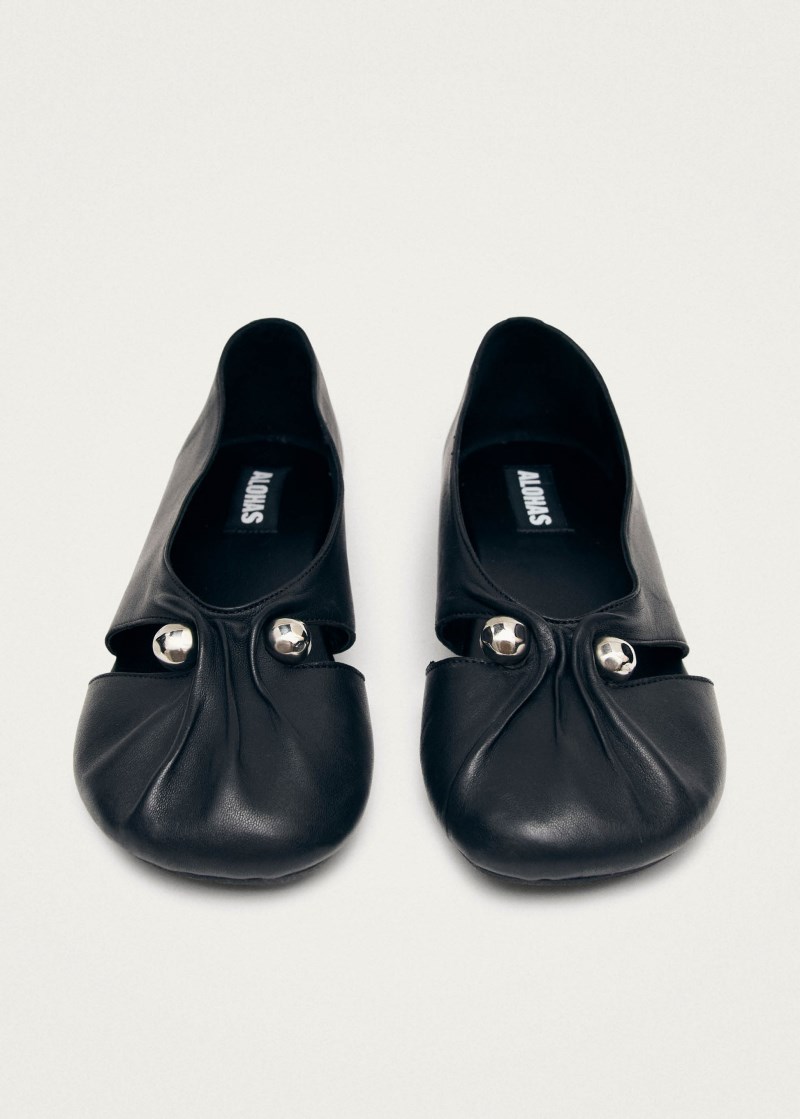 Women's Ravena Black Leather Ballet Flats