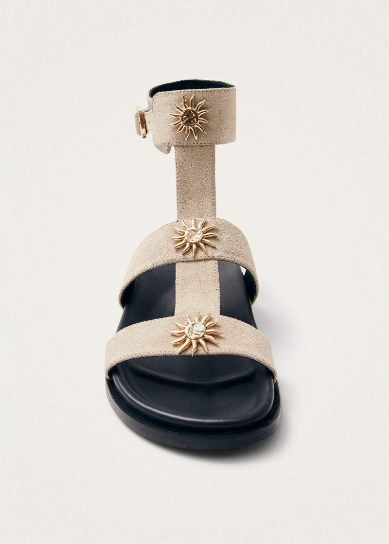 Women's Clarisa Suede Cream Leather Sandals
