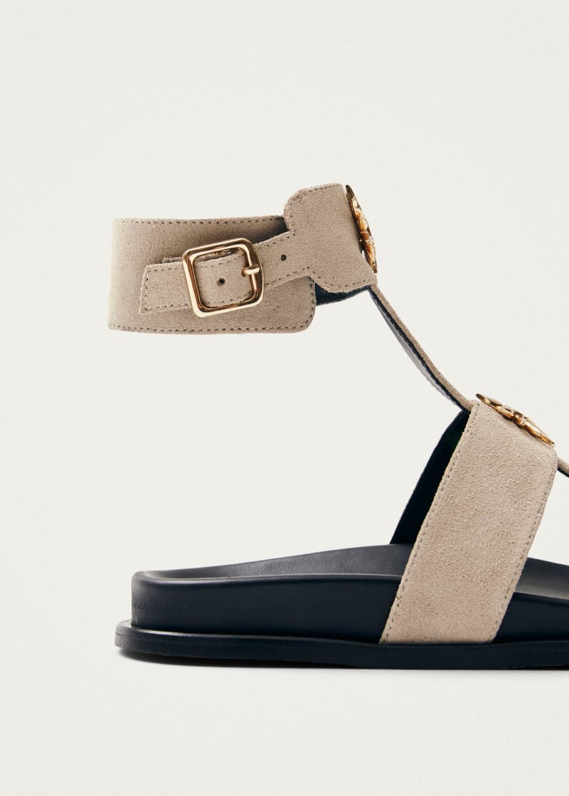 Women's Clarisa Suede Cream Leather Sandals