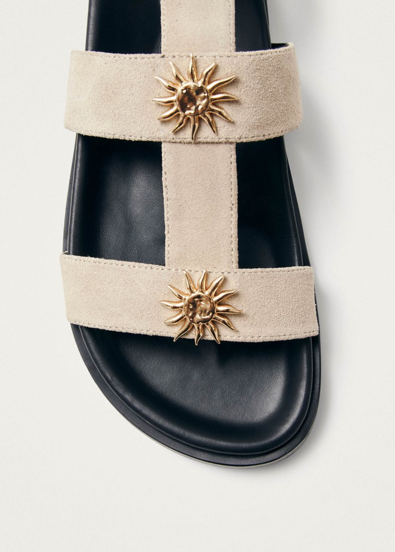 Women's Clarisa Suede Cream Leather Sandals