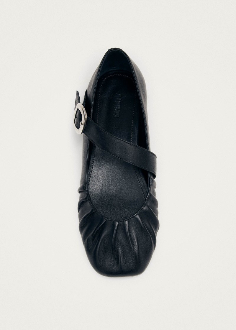 Women's Lotte Black Leather Ballet Flats