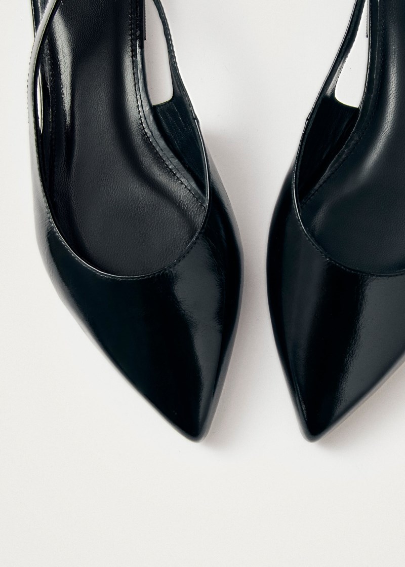 Women's Ribbon Onix Black Leather Ballet Flats