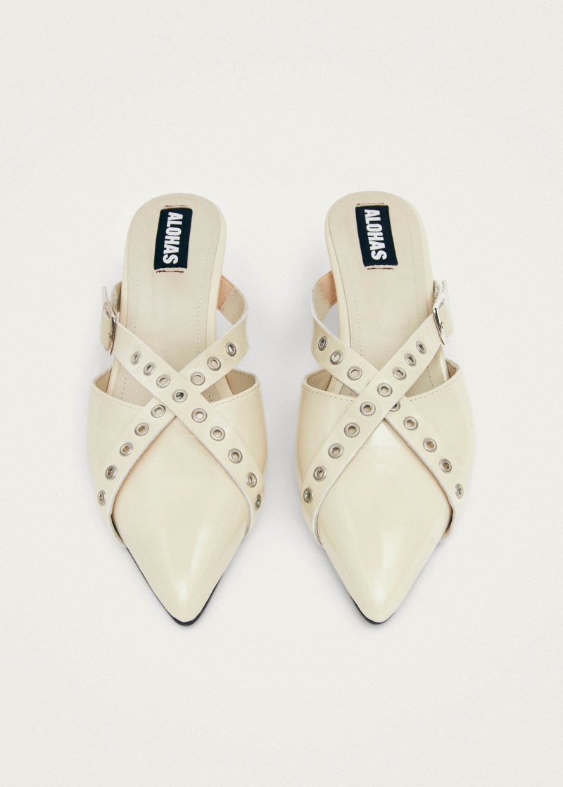Women's Zyra Onix Cream Leather Mules