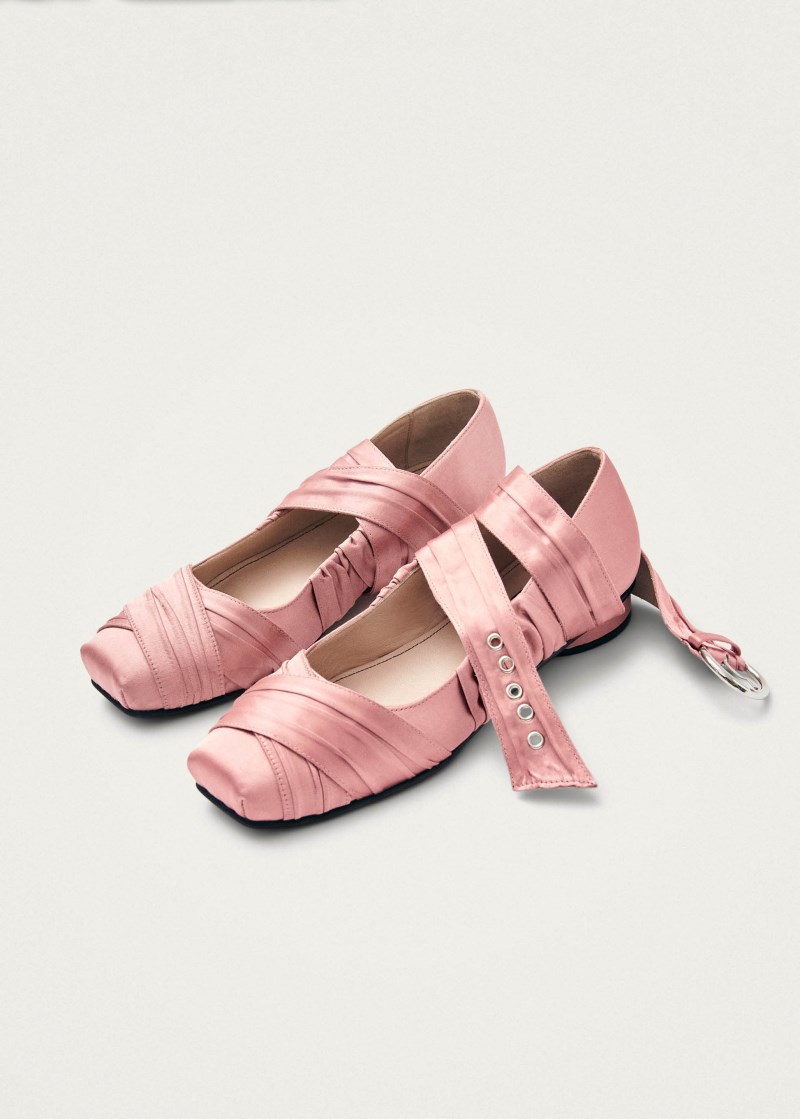 Women's Volant Silky Pink Ballet Flats