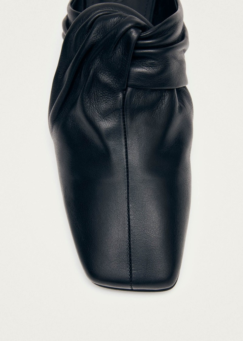 Women's Blau Black Leather Mules